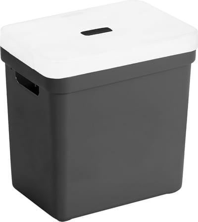 Sunware Opbergboxen met transparante deksel - 1x stuks - kastmanden - zwart - 25 liter - kunststof - 35 x 25 x 36 cm - Opbergers