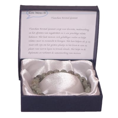 Halfedelstenen Armband in Geschenkdoos Tianshan Kristal Graniet / Kiwi Jaspis