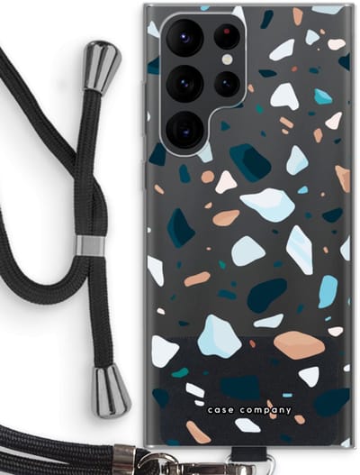 Case Company® - Hoesje met koord geschikt voor Samsung Galaxy S22 Ultra hoesje met Koord - Terrazzo N°13 - Telefoonhoesje met Zwart Koord - Bescherming aan alle Kanten en Over de Schermrand