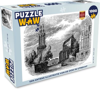 Puzzel Een antieke illustratie van de dom in Utrecht - Legpuzzel - Puzzel 1000 stukjes volwassenen