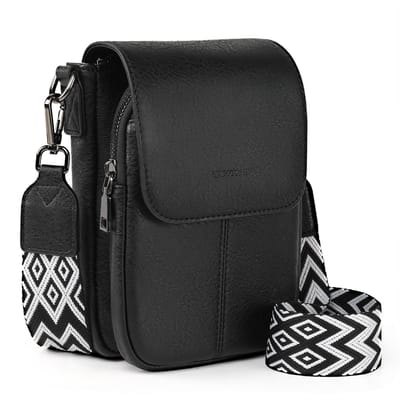 TAN.TOMI Schoudertas - Crossbody Tas - Crossbodytas - Dames Telefoontasje – Grote Capaciteit – PU Lederen Crossbody Tas met Portemonnee – Verstelbare en Afneembare Brede Schouderband - zwart
