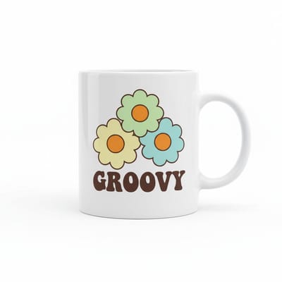 Groovy Retro Bloemen Mok – Jaren 70 Stijl Bloem Design Koffiemok – 330 ml Keramische Mok