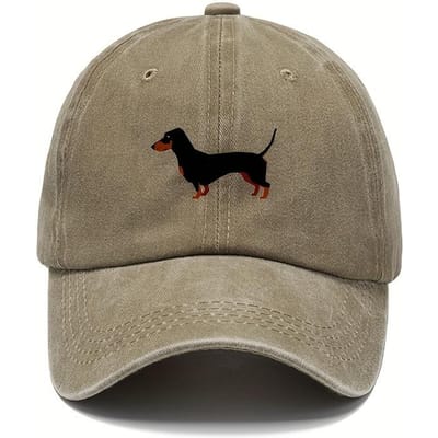 Retro teckel honkbalpet voor zowel mannen als vrouwen, verstelbaar en schattig cartoonontwerp, geschikt voor sport en casual kleding (Khaki,Adjustable) kaki