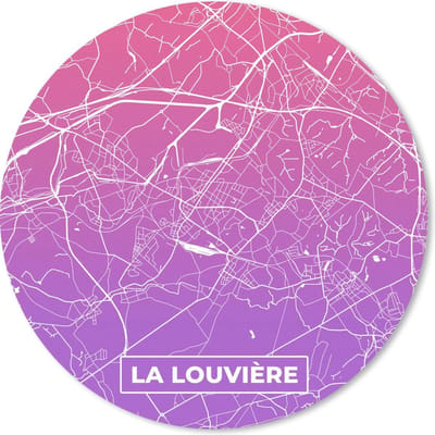 Muismat rond 20x20 cm - Mousepad Stadskaart - La Louvière - België - Wallonië - Ronde muismatten