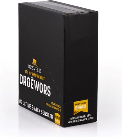 Bosveld Droëwors 10 X 50gr - Voordeelpak - High Protein Snack - Premium Irish Beef - Low Sugar