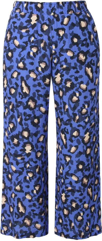 Studio Untold - Dames - Broek wijde pijpen mousseline color leo - Saffier - Maat 54