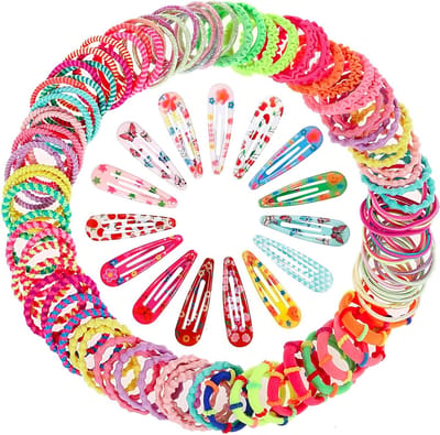 Complete Set van 130 Haaraccessoires met Elastische Haarbanden en Haarspelden voor Meisjes en Kinderen