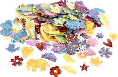 Pailletten, afm 15-45 mm, parelmoer kleuren, 30 gr/ 1 doos