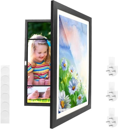 VIN® Wissellijst Kindertekening - Fotolijst - Luxe fotolijst voor kindertekeningen - Kunstlijst - Wissellijst – Tekeningen – A3 - 34 x 46 cm - Zwart