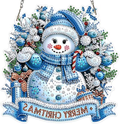 Kerst Diamant Schilderen Kits voor Volwassenen en Kinderen, 5D Speciale Vorm Snowman Hanger, Creatieve Crystal Rhinestones Winter Decoratie voor Thuis