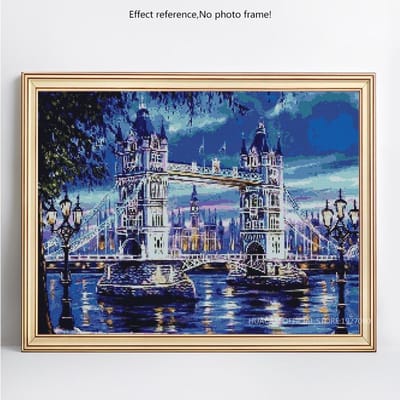 Peinture diamant 5D à faire soi-même, broderie complète en strass, image ronde, tour de londres, point de croix 20X30CM
