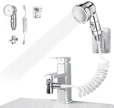 Dailygoods- Handdouche met 3 Spray Modi - Verstelbare Slang - Corrosiebestendig - Voor Badkamer - Geschikt voor Ouderen/Baby's/ Dieren - Douchekop