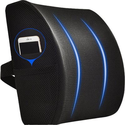 Hiaonyx Ergonomisch Rugkussen - Optimaal Comfort voor Thuis - Kantoor en Auto - Zwart