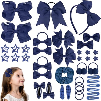 77-delige meisjes school haaraccessoires set met haarstrikken, elastische hoofdbanden en haarclips, ideaal als cadeau voor verjaardagen en Kerstmis