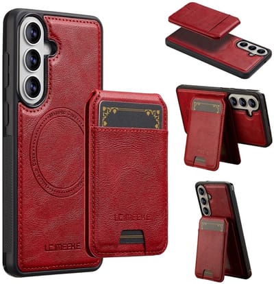 LC.IMEEKE Hoesje - Geschikt voor Samsung Galaxy A57 Hoesje - LC.IMEEKE L3 - Leather Back Cover met Pasjeshouder - MagSafe Compatible - Rood