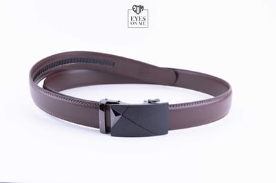 Bruine lederen riem zonder gaatjes met automatische gesp voor heren ( model N225 )