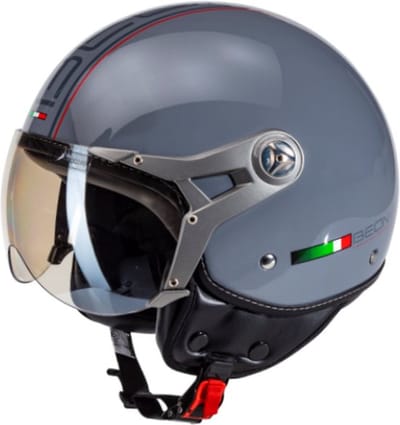 BEON Design-B Scooterhelm - Nardo Grijs - M - Jethelm met Vizier - Motorhelm - Geschikt voor Vespa, Scooter, Brommer, Motor en Snorfiets