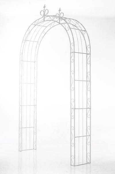 Rozenboog - Klimhulp Tuinboog - Planten Ondersteunen - Stevig IJzeren Frame - 260 cm Hoog - Antiek Wit