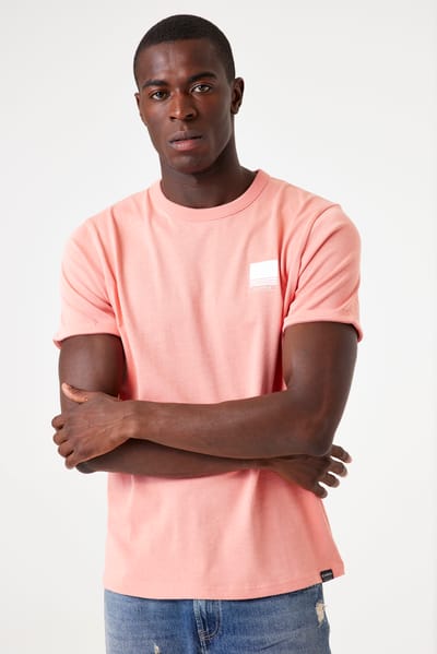 GARCIA Heren Print T-shirt Roze Korte mouw