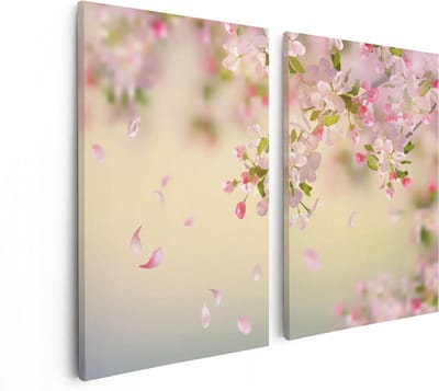 Artaza Canvas Schilderij Tweeluik Appelbloesem - Bloemen - 80x60 - Foto Op Canvas - Canvas Print