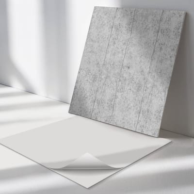 Wallfluent Vinyl Tegels - Betonconstructie met tekeningen Vinyl Vloer Tegels - 30 cm x 30 cm - Grijs PVC Tegels - 9 stuks - Vierkant PVC Tegels - Texturen Plaktegels - Zelfklevende Vinyl Tegels - Plaktegels Keuken en Badkamer