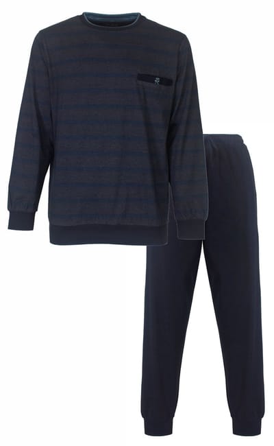 Paul Hopkins Heren Pyjama - Gestreept Dessin - Ronde Hals - Blauw - Maat M