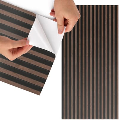 Tulup Meubelfolie - Verticale lamellen Decoratiefolie Zelfklevend - 65x130 cm - Bruin Meubelfolie - Wrapfolie Keuken - Minimalist Meubelfolie - Decoratiefolie - Tafeldecoratie - Texturen
