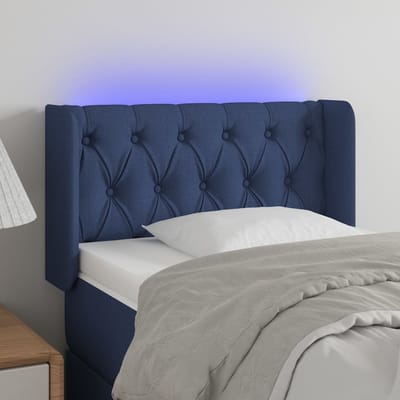 vidaXL - Hoofdbord - LED - 83x16x78/88 - cm - stof - blauw