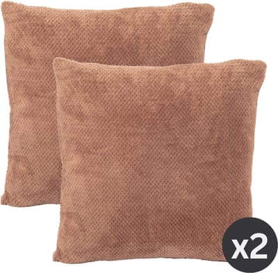 Tiseco - Kussen PIPPA (gevuld) - SET/2 - Zachte Jacquard Flanel - 45x45 cm - bruin