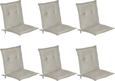 Beautissu Set van 6x Tuinkussens Lage Rug Loft NL 100 x 50 x 6 cm - Kussen Grijs - Zitkussen Sierkussen Tuinstoel
