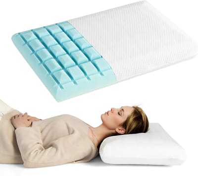 2er Set Nackenstützkissen, Kopfkissen für Doppelbett aus innovativem Memory-Schaum mit kühlendem Gel, Memory Foam Kissen mit abnehmbarem Bezug, mittelweich, hypoallergen, 60 x 40 x 13 cm