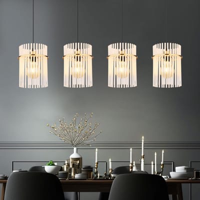 Globo - hanglamp - GORLEY - goud - glas - grote eettafellamp - E27 - 15698-4HM