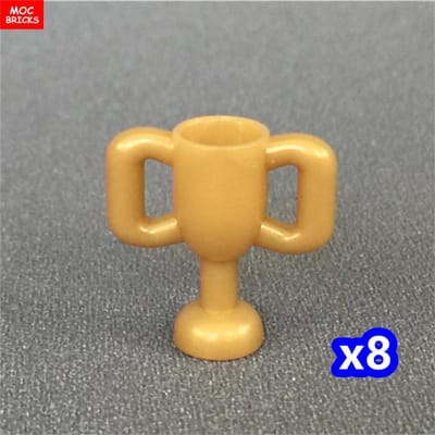 8 stuks MOC Bakstenen Trofee Beker 10172 4cm Figuur Gereedschap Gouden Parel Goud Accessoires Bouw Educatief Speelgoed Ideaal Voor Kind Kinderen