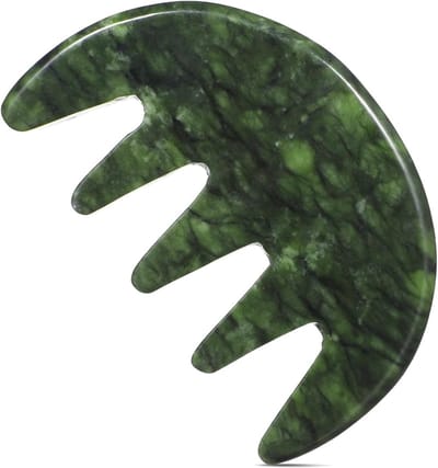 Scalp Massager met Brede Tanden van Jade - Handheld Massage Tool voor Hoofdhuidverzorging en Ontspanning