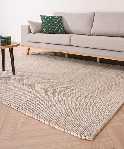 Wollen vloerkleed - Lett wit/beige 60x120