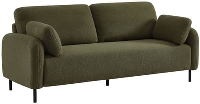 sweeek - 3-zitsbank met eucalyptus frame, boucléstof en metalen onderstel, teddy