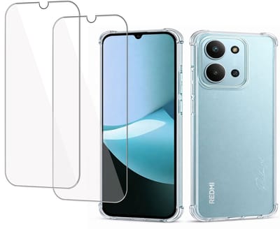 ChiGuard Hoesje + Screenprotector 2x geschikt voor Xiaomi Redmi 15C – Gehard Glas – Shockproof Case – Transparant