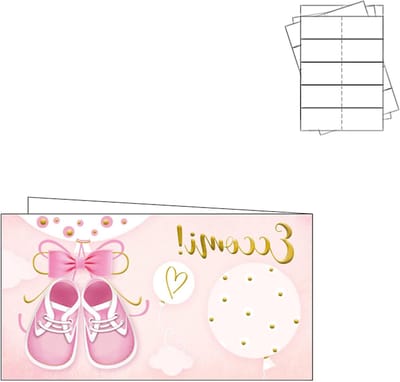 Geboortekaartjes Meisje - Bedankkaartjes Kaartjes Geboorte - Geboorte Aankondigen - Met Afscheurbare Rand - 20 Stuks - Roze
