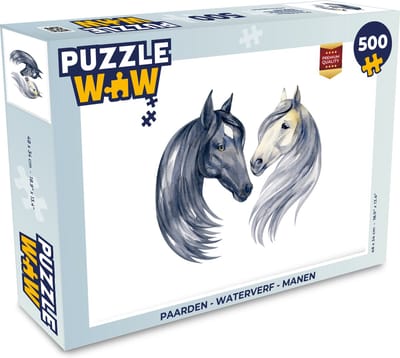 Puzzel Paarden - Waterverf - Manen - Meisjes - Kinderen - Meiden - Legpuzzel - Puzzel 500 stukjes