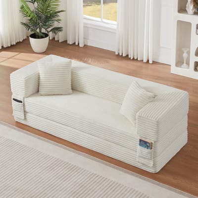 STILVORA Slaapbank - Omvormbaar Tot Compact Tweepersoonsbed - Voor Appartement En Woonkamer - Schuim - Wit
