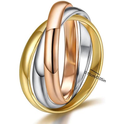 Mode 3-Vinger Ringen Sets Voor Vrouwen Roestvrij Staal Bruiloft Verlovingsringen voor Koppels Sieraden 6 beige