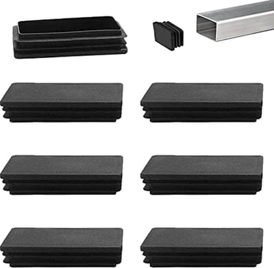 Lamellenstoppen voor Vierkante Buizen - 100 x 50 mm - Zwarte Kunststof Voetkappen - 12 Stuks