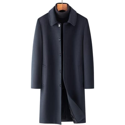 Winter Heren Wollen Jas Business Casual Lange Pluche Verdikte Wollen Jas 200