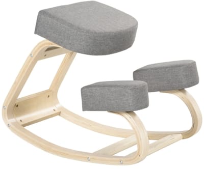 Knielstoel ergonomische zithocker 51 x 69 x 58 cm gestoffeerde kruk voor een gezonde zithouding, belastbaar tot 120 kg grijs Geschikt voor gebruik in de studeerkamer of op kantoor eenpersoonsstoel schommelstoel