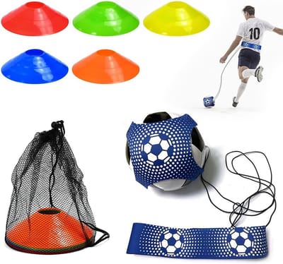 Voetbal Trainingsset met Elastisch Koord en Kegels voor Balcontrole en Dribbelen