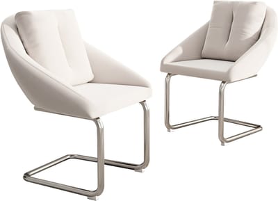Fluwelen eetkamerstoel - set van 2 met rugkussens - woonkamer en slaapkamer draaistoel - ontspanning draaistoel - gebogen steunpoten - beige