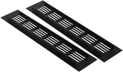 Ventilatierooster - Luchtgaas - Meubelventilatie - Roestvrij Aluminium - 25x5cm - Zwart