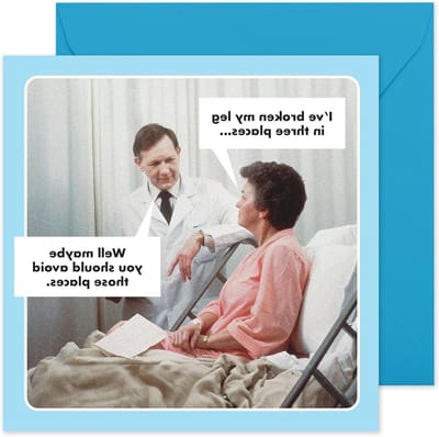 Beterschapskaart - Grappige kaart - Iemand opvrolijken - Vintage humoristisch ontwerp - 14.5 cm x 14.5 cm - Licht