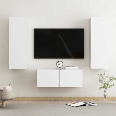 vidaXL - 3-delige - Tv-meubelset - bewerkt - hout - wit