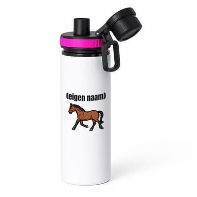 Hacebo® - rennend paard met eigen naam waterfles met draaidop roze - Paarden - paarden liefhebbers - iemand die houdt van paarden - verjaardag - cadeau - kado - water fles - 850ML